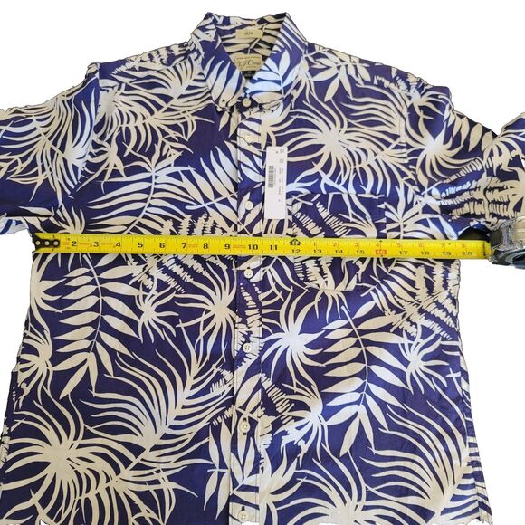 NWT J.Crew Secret Wash Slim Men's Stretch Casual Shirt Blue Botanical Size M - Picture 3 of 9